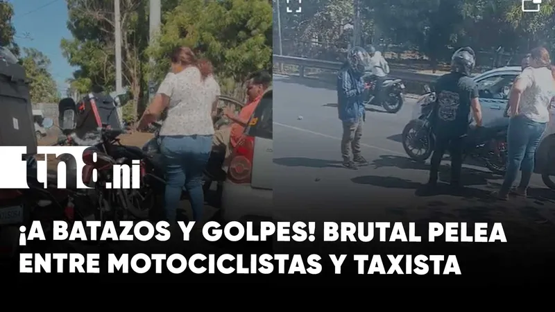 ¡Se dieron con todo! Pelea entre motociclistas y taxista termina a golpes en carretera...
